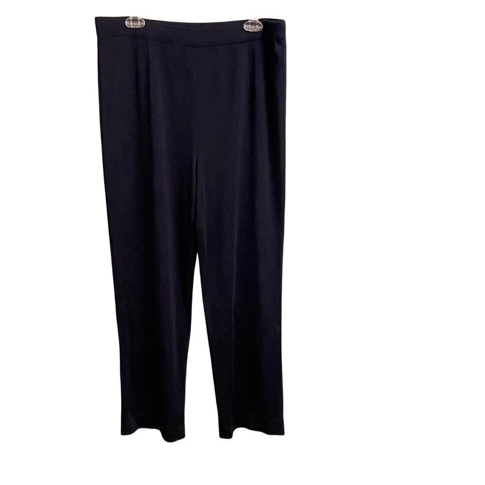 Exclusively Misook Pants Womens 0X Blue Pull On High Rise Stretch Classic Office